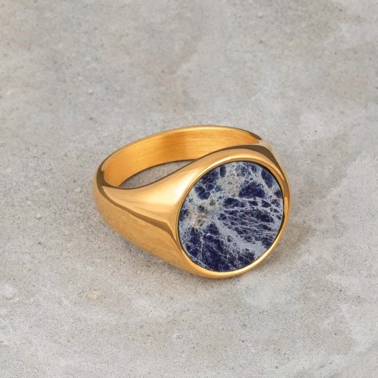 Gold-Plated-Iolite-Stainless-Steel-Signet-Ring