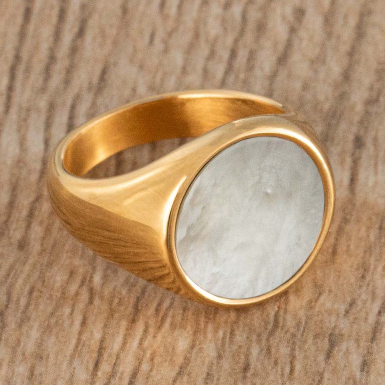 Gold-Plated-Mother-of-Pearl-Stainless-Steel-Signet-Ring