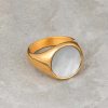 Gold-Plated-Mother-of-Pearl-Stainless-Steel-Signet-Ring