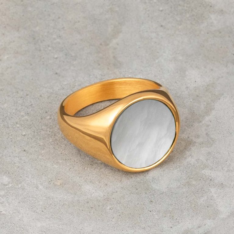 Gold-Plated-Mother-of-Pearl-Stainless-Steel-Signet-Ring
