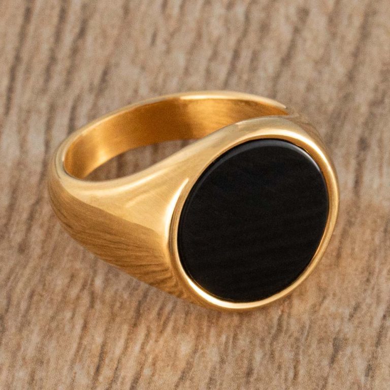 Gold-Plated-Onyx-Stainless-Steel-Signet-Ring