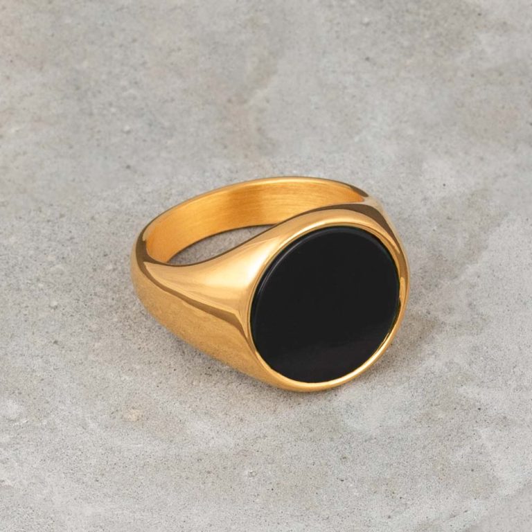 Gold-Plated-Onyx-Stainless-Steel-Signet-Ring