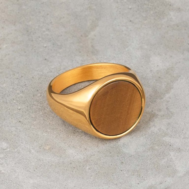 Gold-Plated-Tiger-Stone-Stainless-Steel-Signet-Ring
