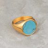 Gold-Plated-Turquoise-Stainless-Steel-Signet-Ring
