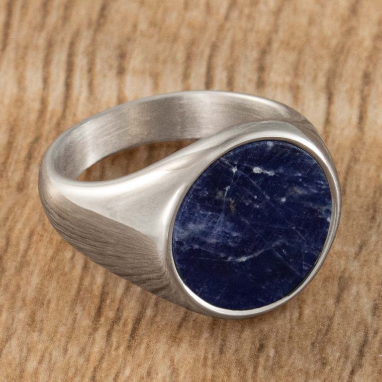 Iolite-Stainless-Steel-Signet-Ring