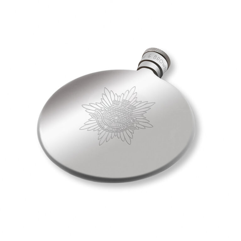 Royal Anglian Regiment-Engraved-Silver-Hip-Flask