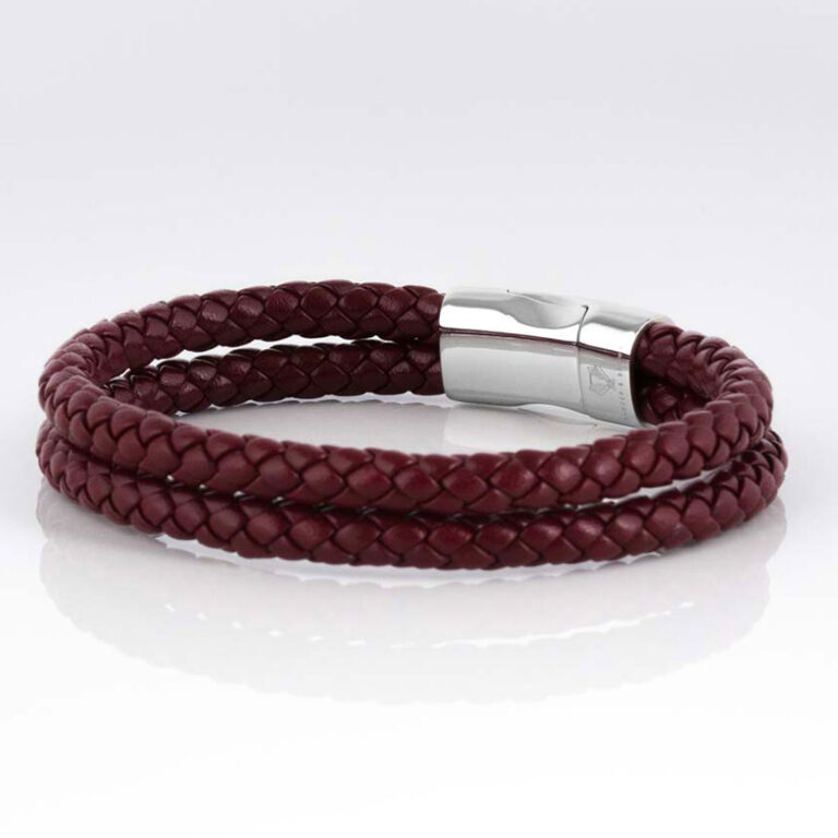 burgundy-double-braided-leather-bracelet