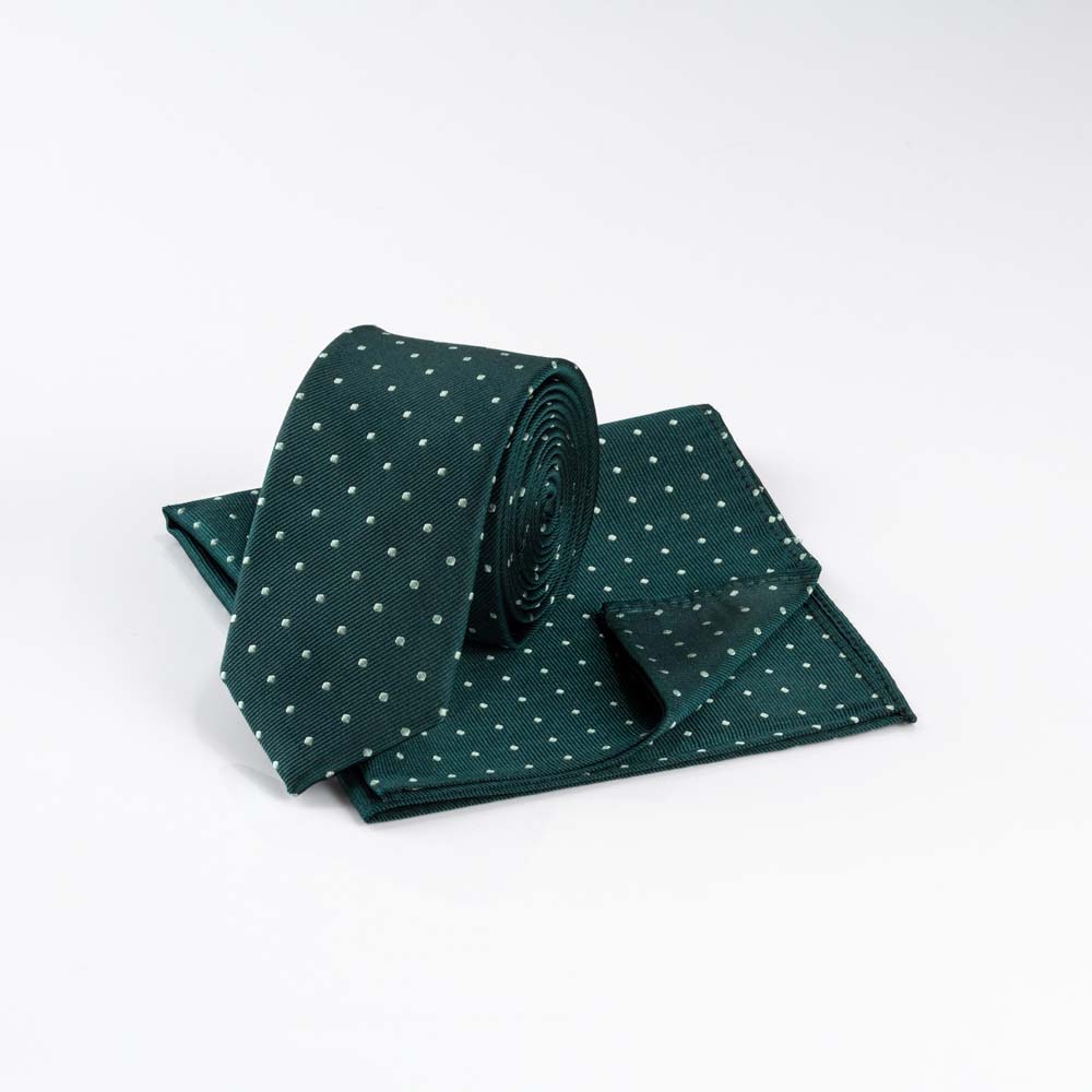 dark-green-celadon-microdot-slim-tie-set