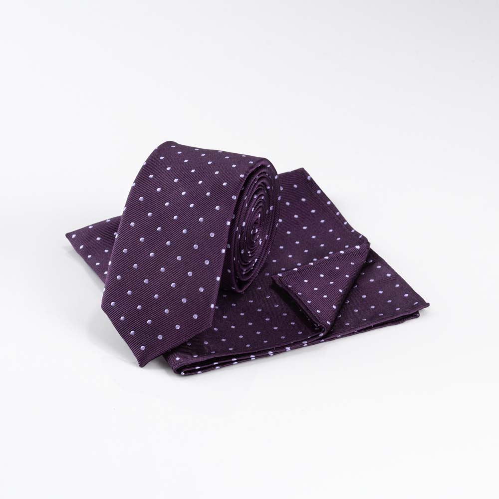 eggplant-lilac-microdot-slim-tie-set