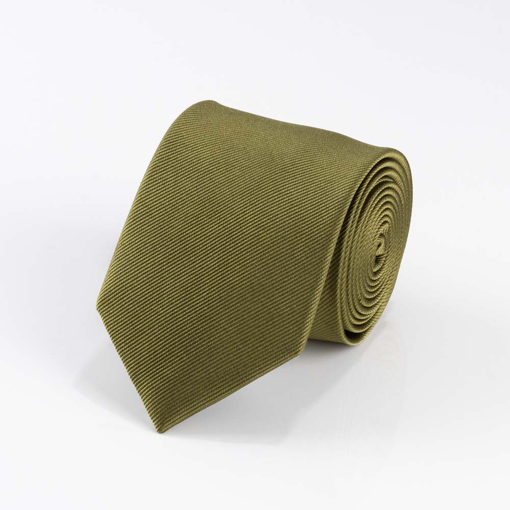Ribbed Olive Silk Tie