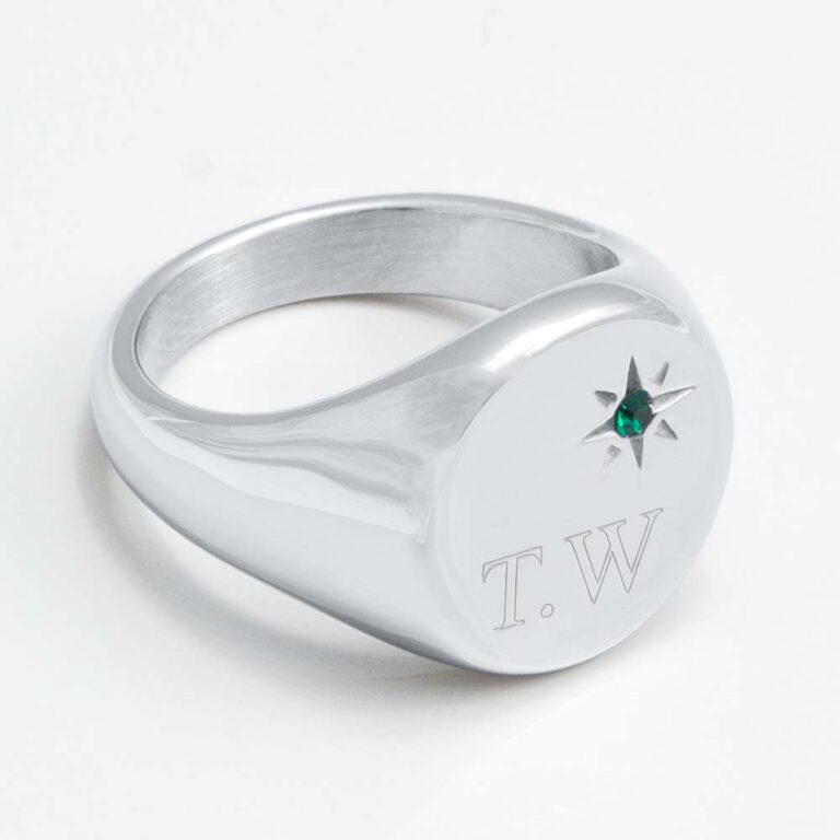 emerald-engraved-stainless-steel-ring