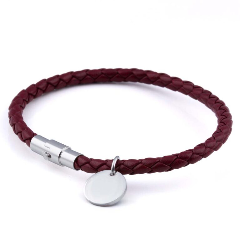 burgundy-charm-leather-bracelet