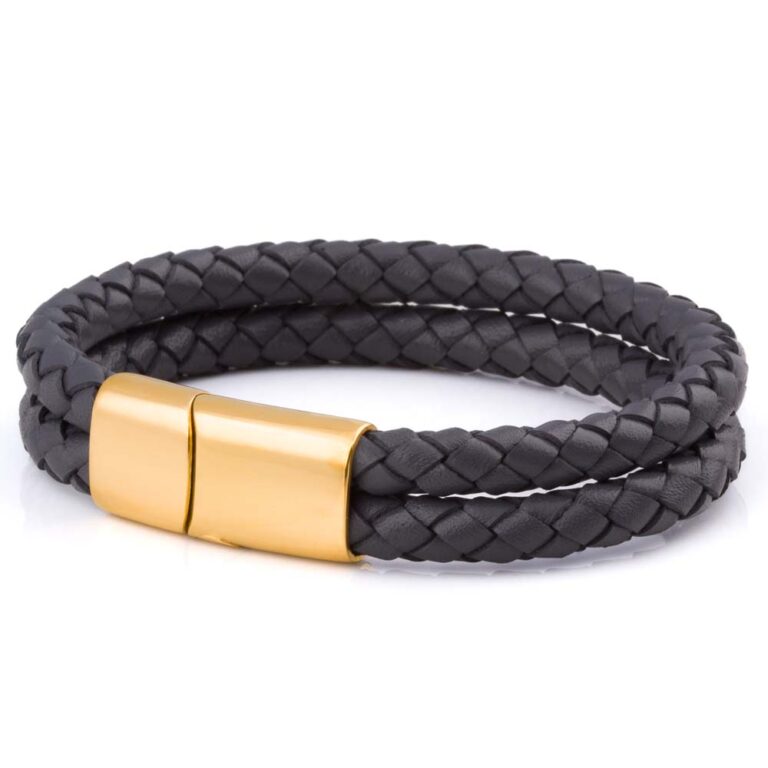charcoal-double-braided-bracelet-gold