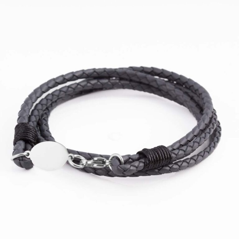 charcoal-oval-clasp-braided-leather-bracelet