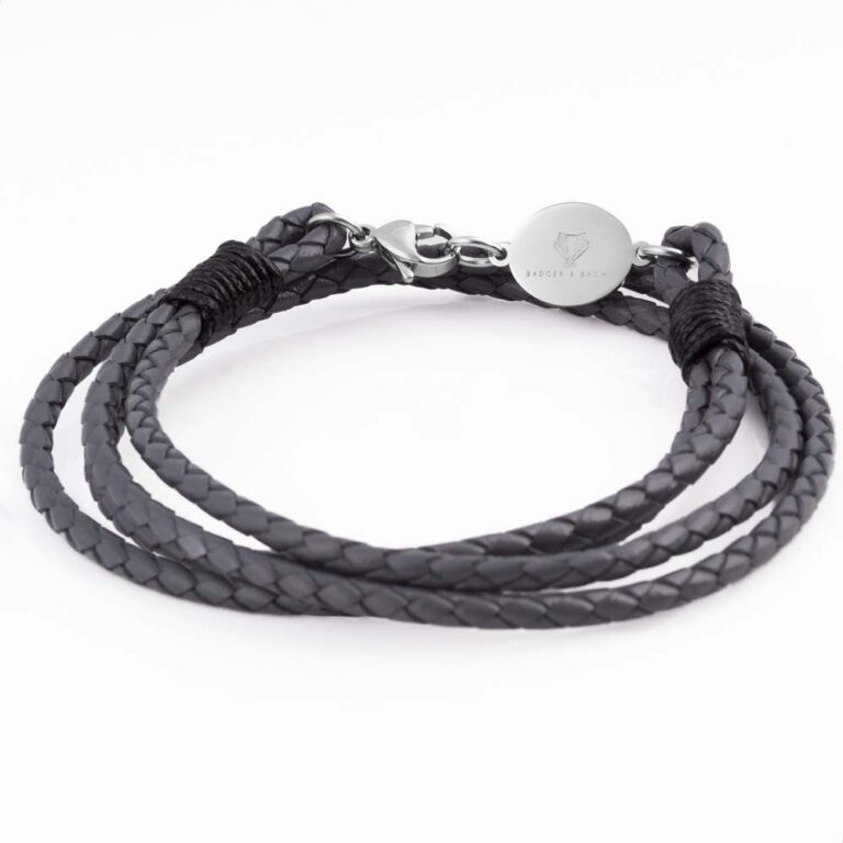 charcoal-oval-clasp-braided-leather-bracelet