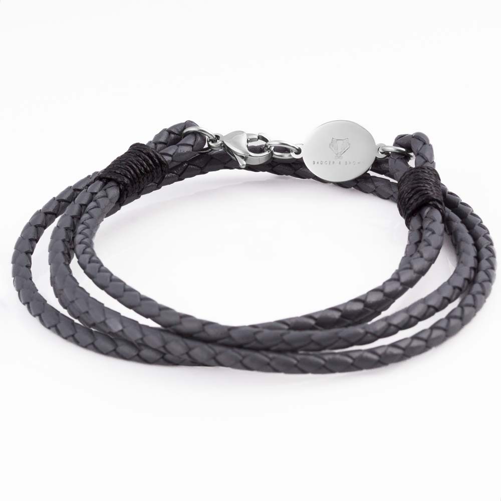 charcoal-oval-clasp-braided-leather-bracelet