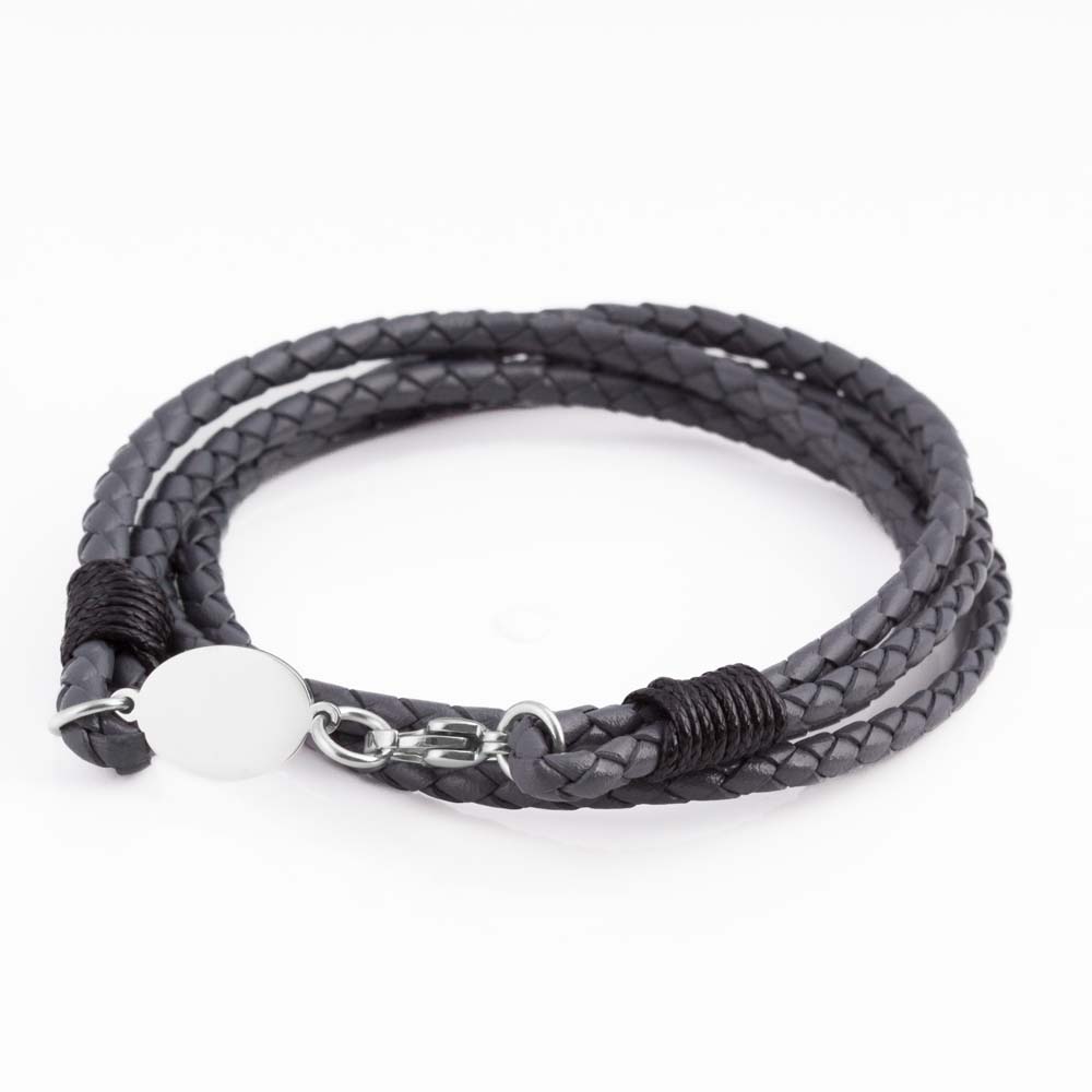 charcoal-oval-clasp-braided-leather-bracelet