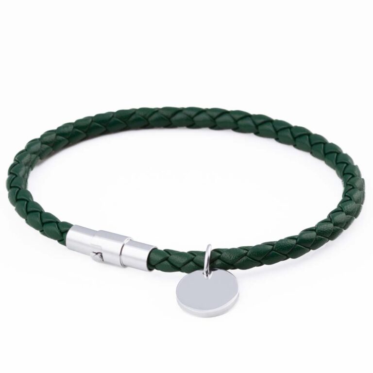 dark-green-charm-leather-bracelet