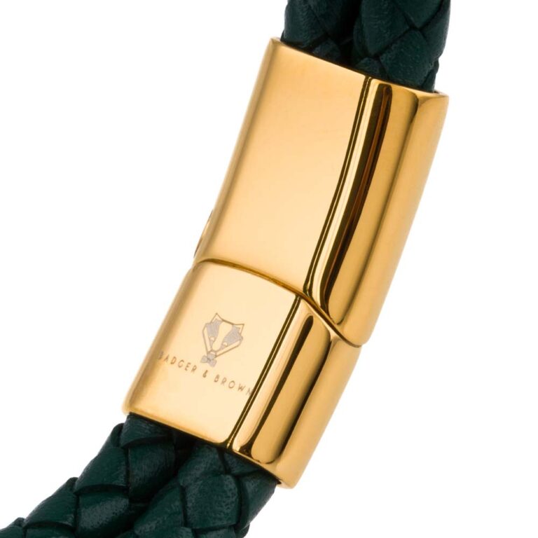 dark-green-double-braided-bracelet-gold