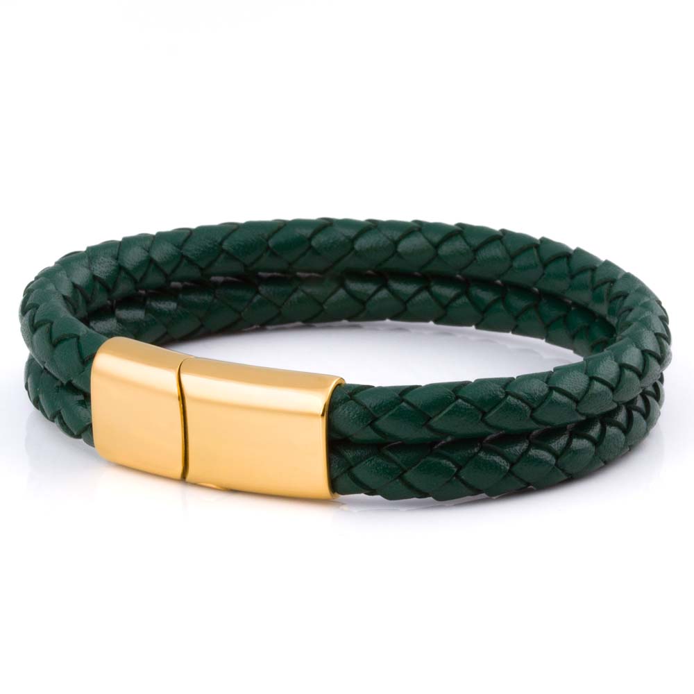 dark-green-double-braided-bracelet-gold