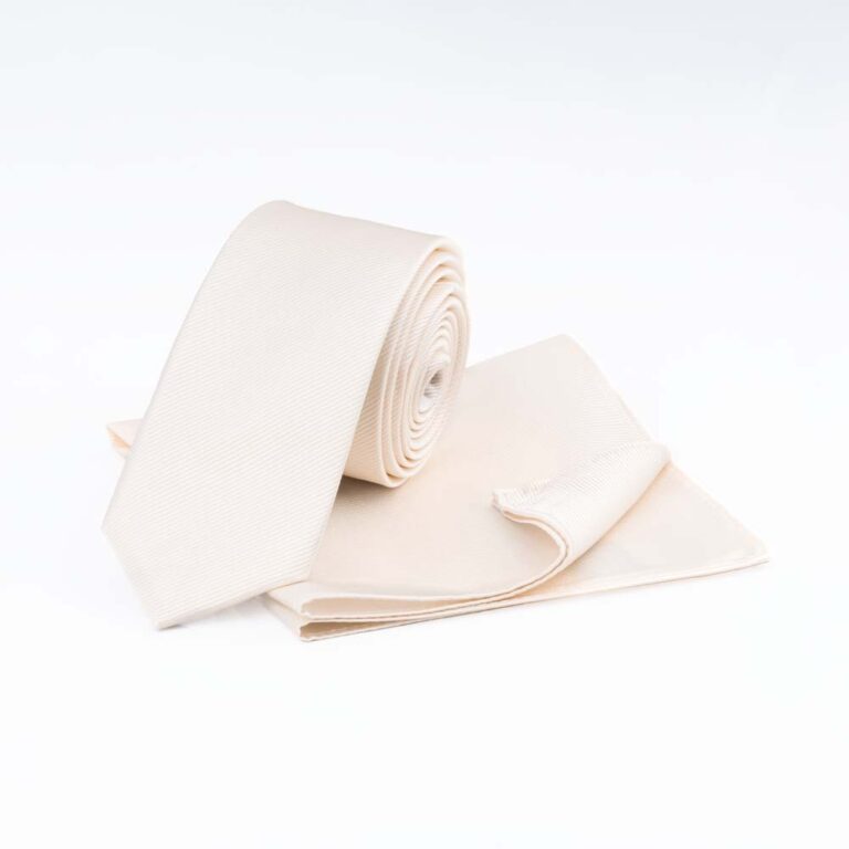 ivory-ribbed-slim-tie-pocket-square-set